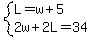system%28L=w%2B5%2C2w%2B2L=34%29