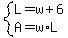 system%28L=w%2B6%2CA=w%2AL%29
