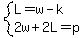 system%28L=w-k%2C2w%2B2L=p%29