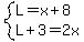 system%28L=x%2B8%2CL%2B3=2x%29