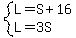 system%28L+=+S+%2B+16%2CL=3S%29