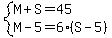 system%28M%2BS=45%2CM-5=6%28S-5%29%29