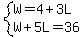 system%28W=4%2B3L%2CW%2B5L=36%29