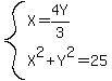 system%28X=4Y%2F3%2CX%5E2%2BY%5E2=25%29