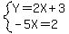 system%28Y=2X%2B3%2C-5X=2%29