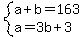 system%28a%2Bb=163%2Ca=3b%2B3%29
