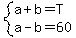 system%28a%2Bb=T%2Ca-b=60%29