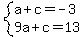 system%28a%2Bc=-3%2C9a%2Bc=13%29
