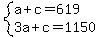 system%28a%2Bc=619%2C3a%2Bc=1150%29