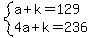 system%28a%2Bk=129%2C4a%2Bk=236%29