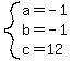 system%28a=-1%2Cb=-1%2Cc=12%29