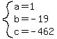 system%28a=1%2Cb=-19%2Cc=-462%29