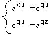 system%28a%5E%28xy%29=c%5E%28qy%29%2Cc%5E%28qy%29=a%5E%28qz%29%29