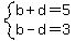 system%28b%2Bd=5%2Cb-d=3%29