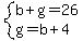 system%28b%2Bg=26%2Cg=b%2B4%29