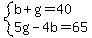 system%28b%2Bg=40%2C5g-4b=65%29