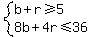 system%28b%2Br%3E=5%2C8b%2B4r%3C=36%29