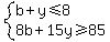system%28b%2By%3C=8%2C8b%2B15y%3E=85%29