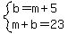 system%28b=m%2B5%2Cm%2Bb=23%29