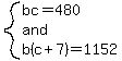system%28bc=480%2Cand%2Cb%28c%2B7%29=1152%29