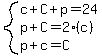 system%28c%2BC%2Bp=24%2Cp%2BC=2%28c%29%2Cp%2Bc=C%29