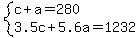 system%28c%2Ba=280%2C3.5c%2B5.6a=1232%29