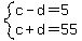system%28c-d=5%2Cc%2Bd=55%29