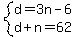 system%28d=3n-6%2Cd%2Bn=62%29