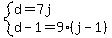 system%28d=7j%2Cd-1=9%28j-1%29%29