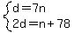 system%28d=7n%2C2d=n%2B78%29