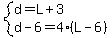 system%28d=L%2B3%2Cd-6=4%28L-6%29%29