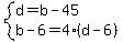 system%28d=b-45%2Cb-6=4%28d-6%29%29