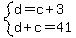 system%28d=c%2B3%2Cd%2Bc=41%29