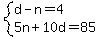 system%28d-n=4%2C5n%2B10d=85%29