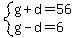 system%28g%2Bd=56%2Cg-d=6%29