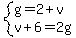 system%28g=2%2Bv%2Cv%2B6=2g%29