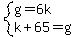 system%28g=6k%2Ck%2B65=g%29