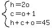 system%28h=2o%2Cc=o%2B1%2Ch%2Bc%2Bo=45%29