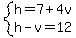 system%28h=7%2B4v%2Ch-v=12%29