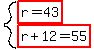 system%28highlight%28r=43%29%2Chighlight%28r%2B12=55%29%29