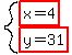 system%28highlight%28x=4%29%2Chighlight%28y=31%29%29