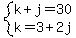 system%28k%2Bj=30%2Ck=3%2B2j%29