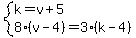 system%28k=v%2B5%2C8%28v-4%29=3%28k-4%29%29