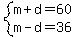 system%28m%2Bd=60%2Cm-d=36%29