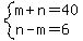 system%28m%2Bn=40%2Cn-m=6%29