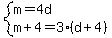 system%28m=4d%2Cm%2B4=3%28d%2B4%29%29