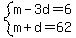 system%28m-3d=6%2Cm%2Bd=62%29