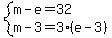 system%28m-e=32%2Cm-3=3%28e-3%29%29