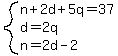 system%28n%2B2d%2B5q=37%2Cd=2q%2Cn=2d-2%29