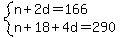 system%28n%2B2d=166%2Cn%2B18%2B4d=290%29